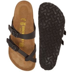 GOOD Birkenstock Mayari criss cross sandal. Size 38. black